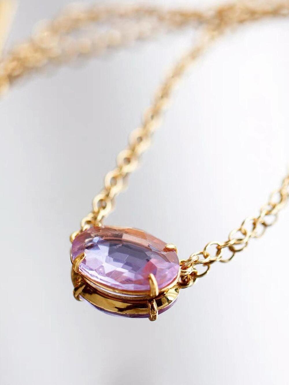 Lele Sadoughi Crystal Pendant Necklace Lavender